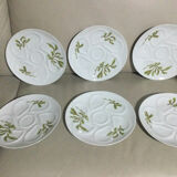 Service de six assiettes à huîtres en porcelaine de Limoges