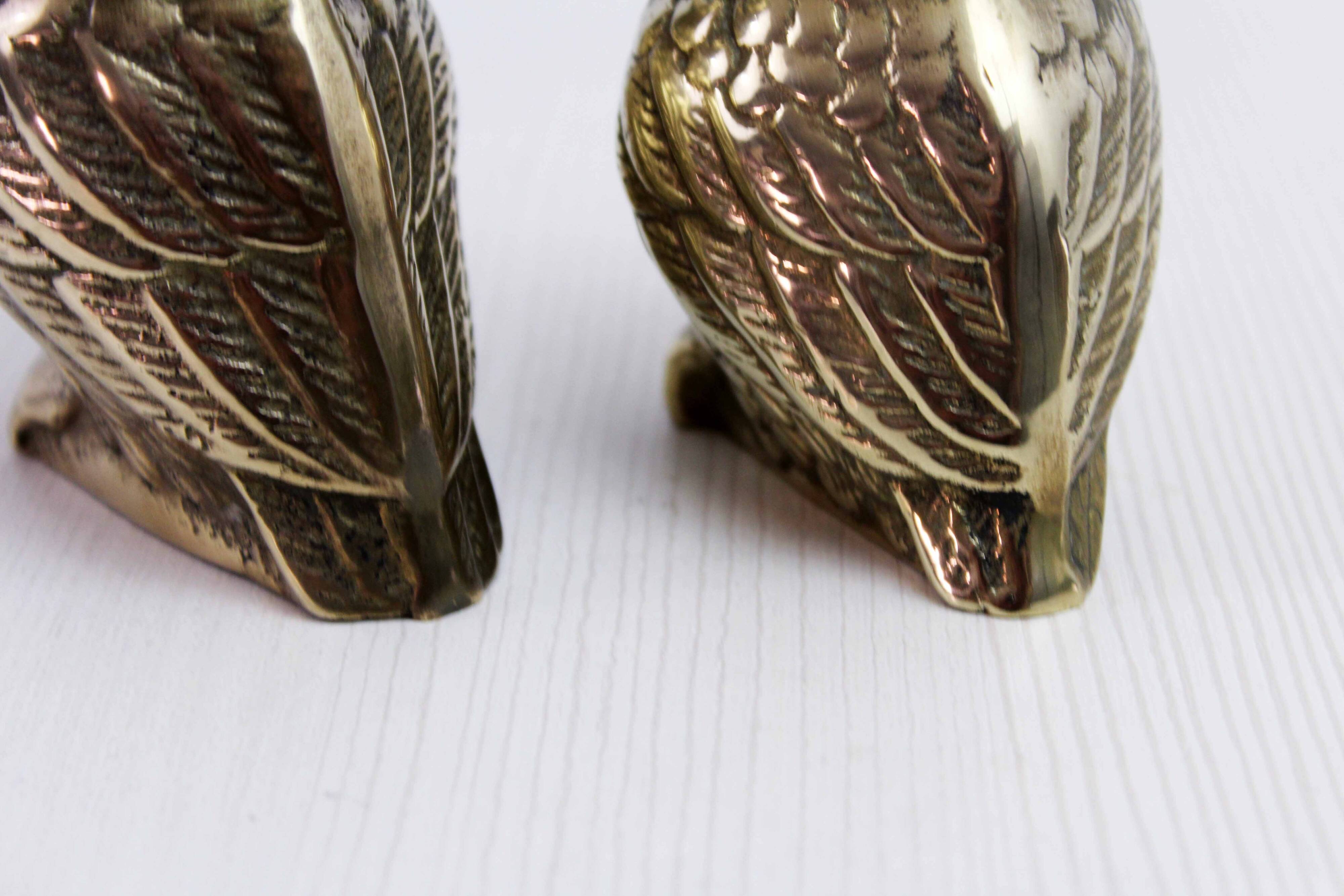 Duo of brass owls