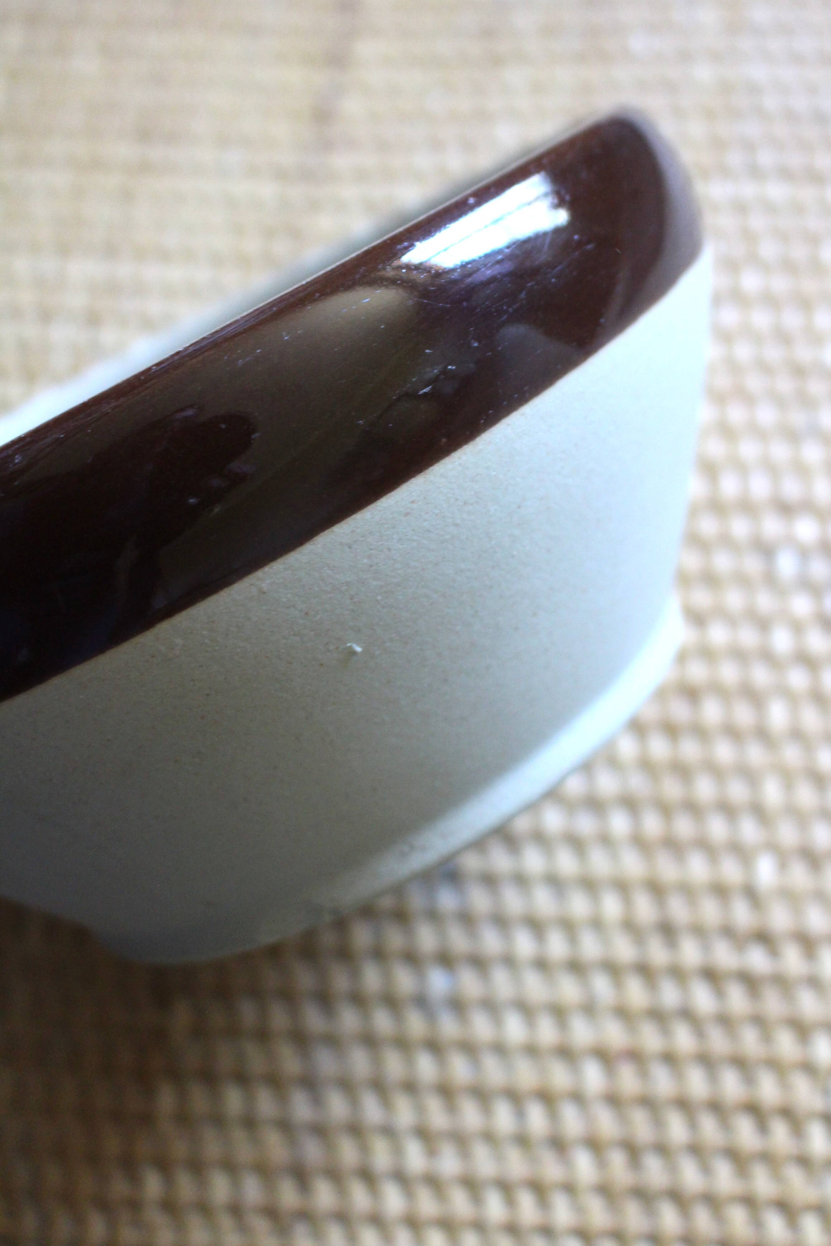 Two-tone vintage stoneware salad bowl from Digoin.