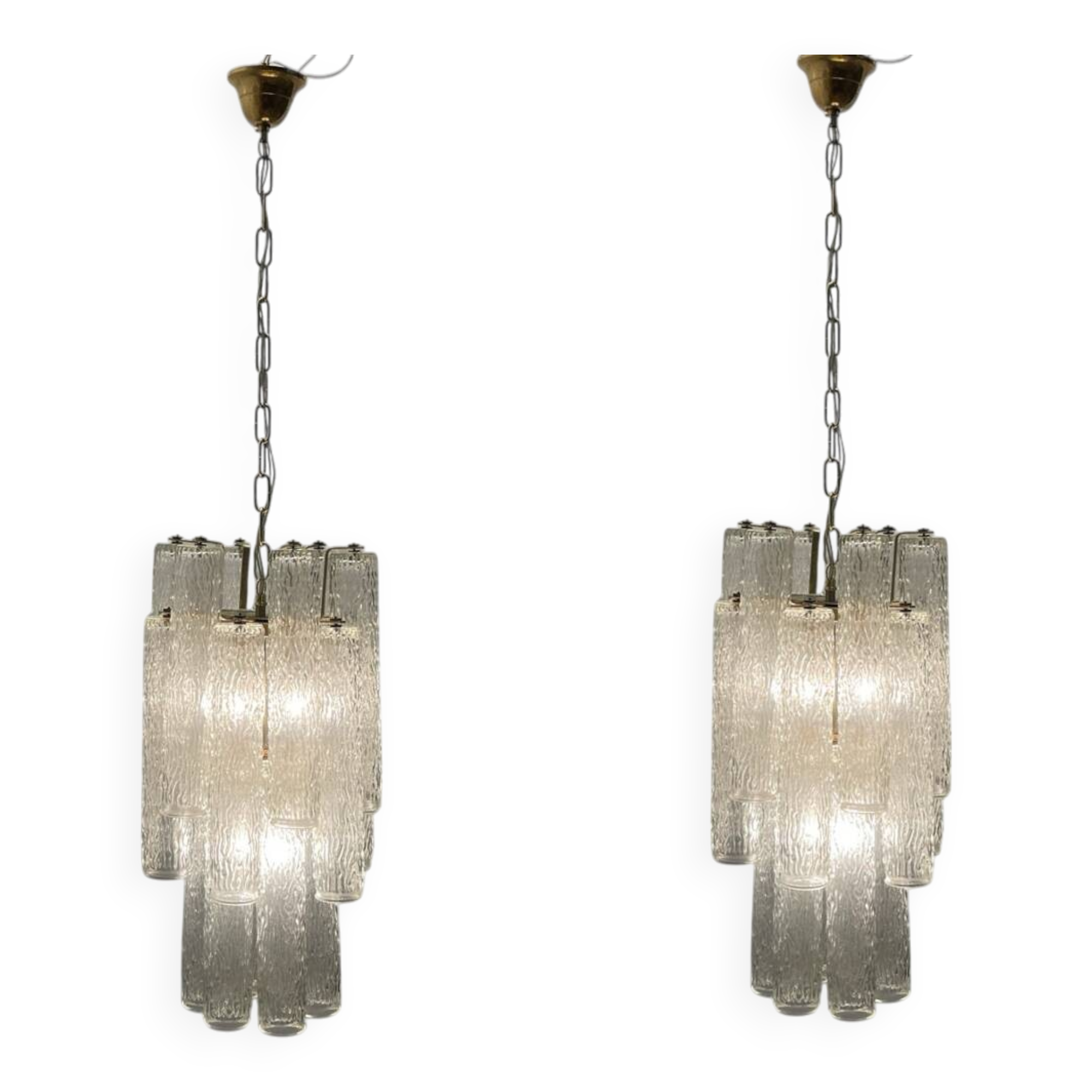 Set of 2 Murano Glass Tube Chandeliers 1970’s