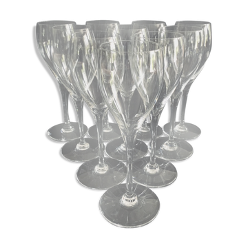 Lot de 10 verres à vin blanc en cristal Baccarat modèle Saint Rémy