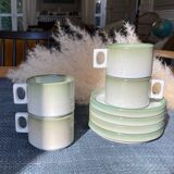 4 cups Brenne sandstone and saucers
