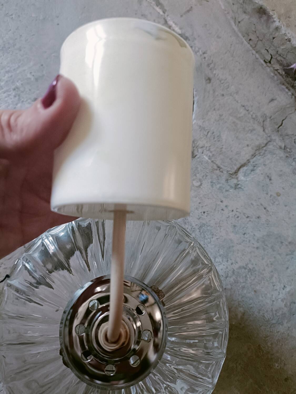 Vintage molded glass pendant light