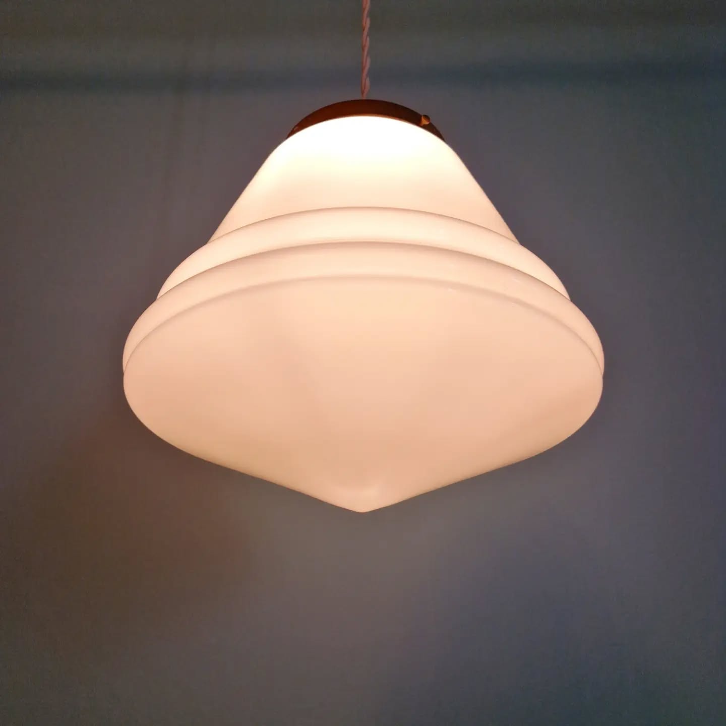 Art Deco conical white opaline suspension, 1920-30