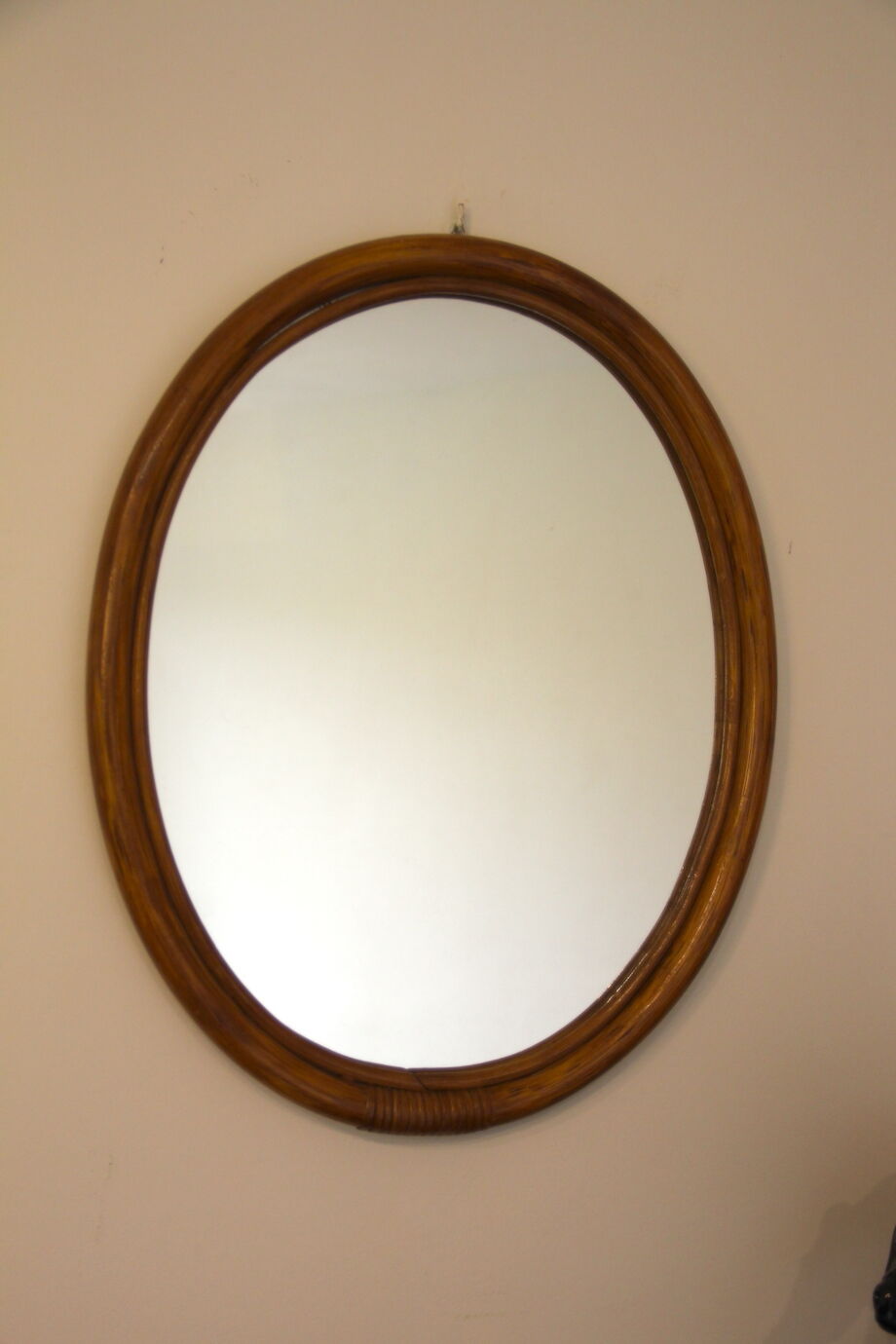 Oval bamboo mirror