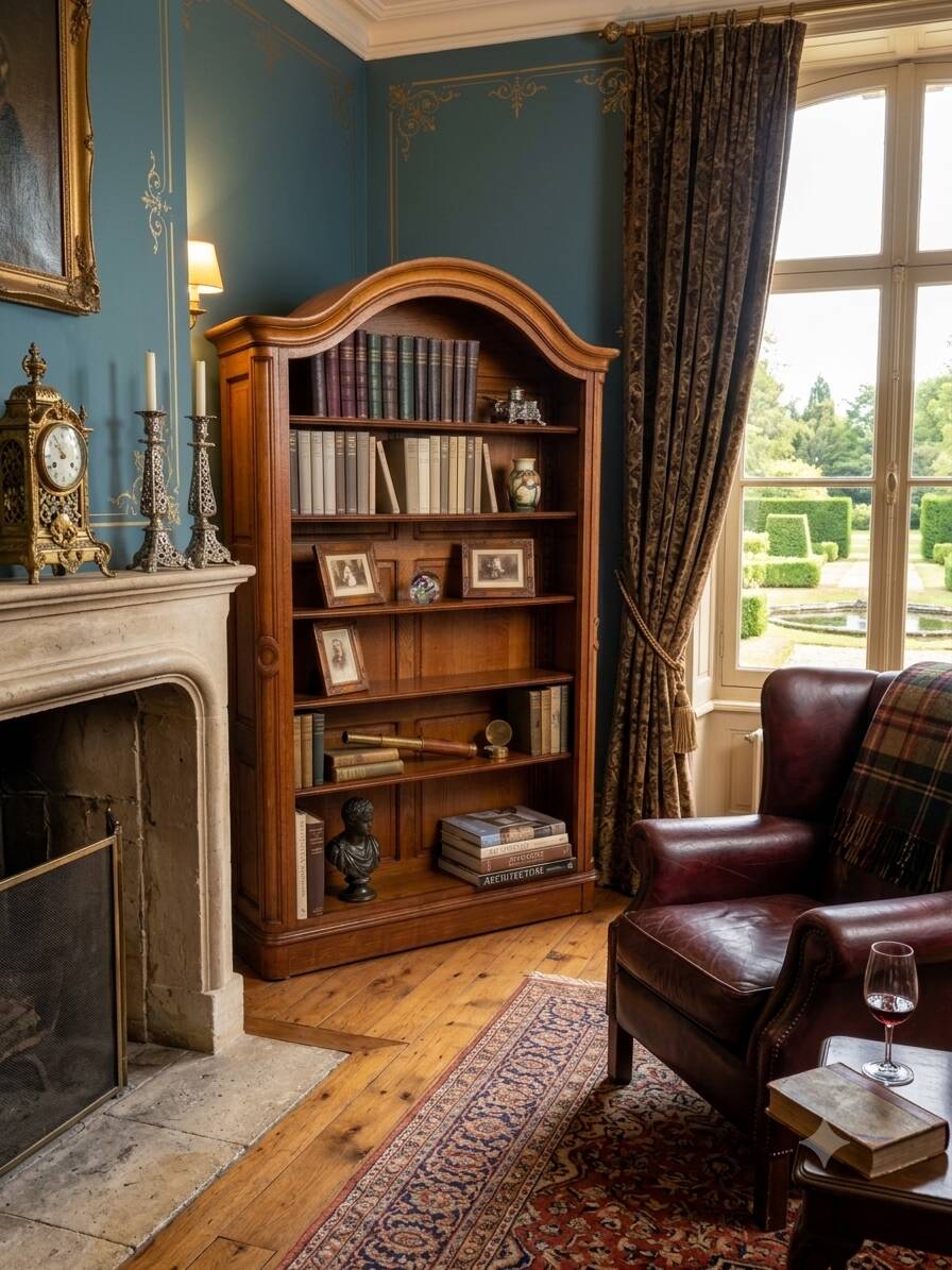 Gendarme hat library in solid oak, mid-20th century.