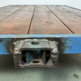 Grand chariot table basse industrielle bleue, 1960