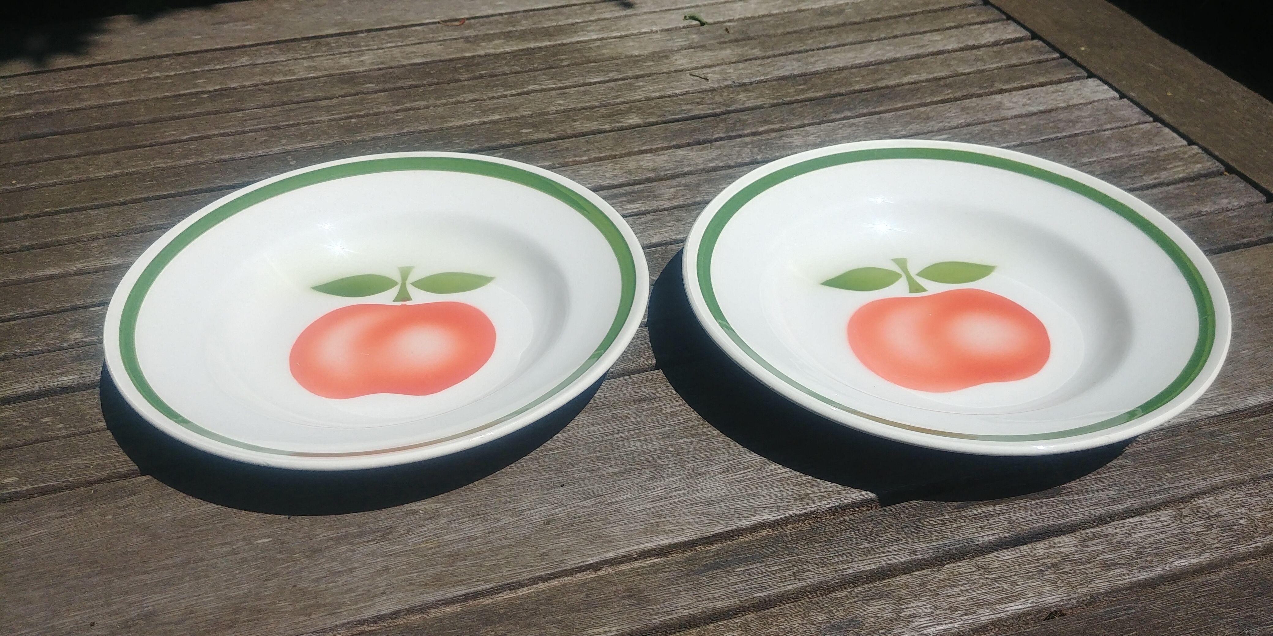 Two hollow plates Moulin des Loups apple decor