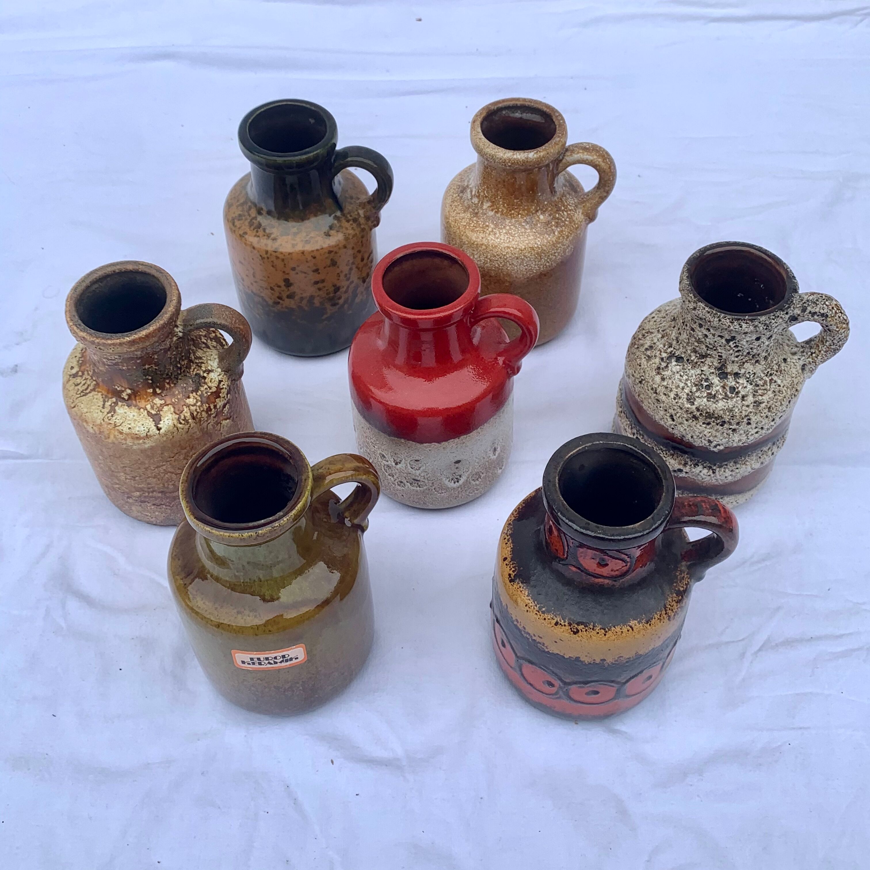7 vases en céramique vintage