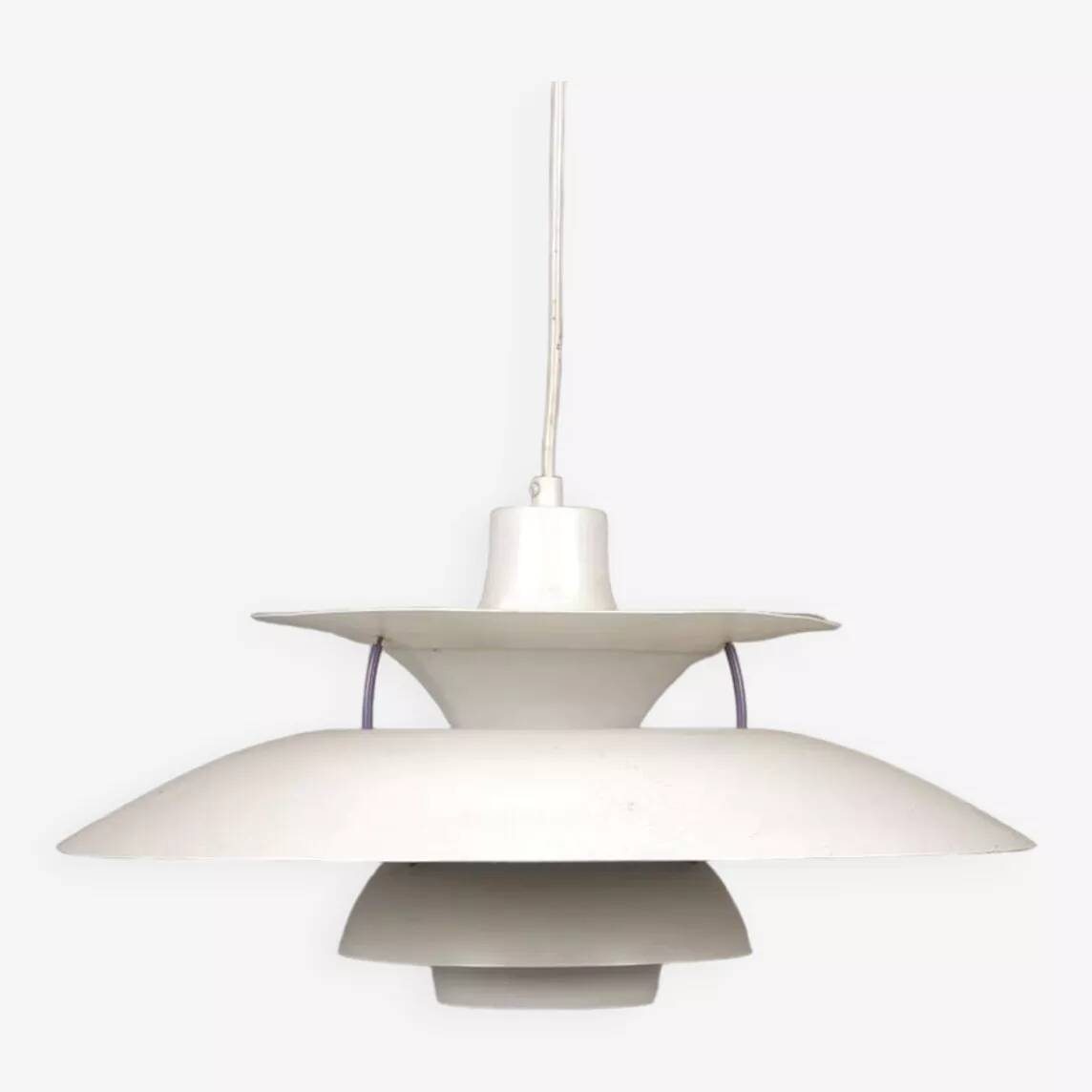 PH5 vintage Scandinavian white suspension by Poul Henningsen from the 1980s.