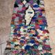Vintage Moroccan Boucherouite rug: small abstract rug