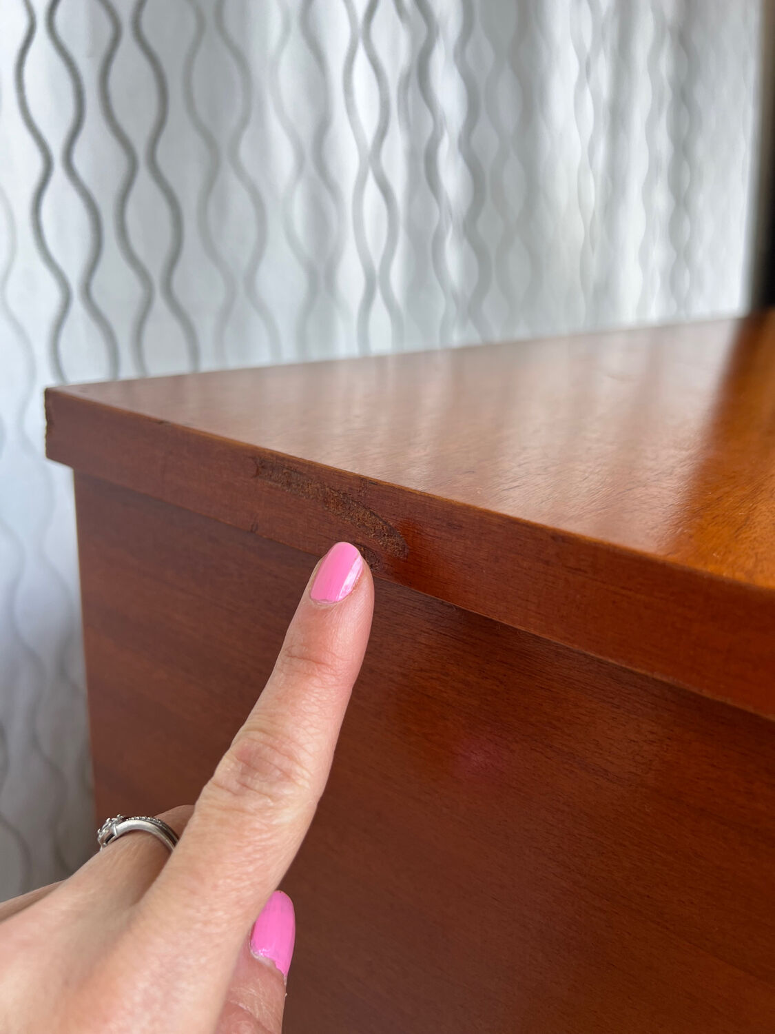 Vintage lacquered wooden chest of drawers