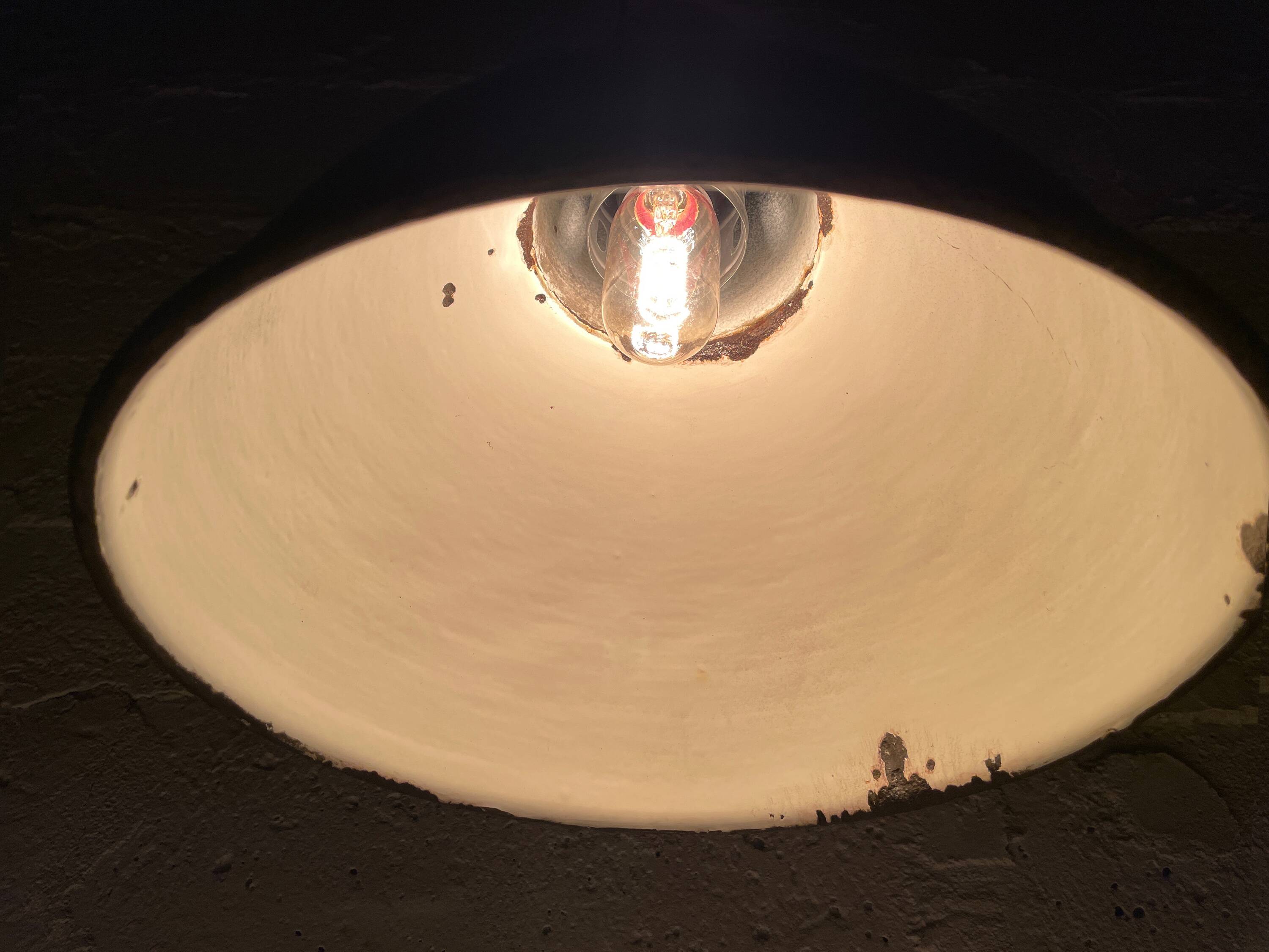 Industrial Green enamel Factory Pendant Lamp OBg-3,  1960s