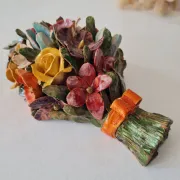Applied bouquet of flowers in slipware Art Nouveau