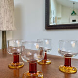 Set of 4 vintage amber stemmed glasses – 1970s