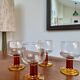 Set of 4 vintage amber stemmed glasses – 1970s