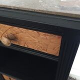 Bedside 1940s wooden and marble grey/bordeaux top