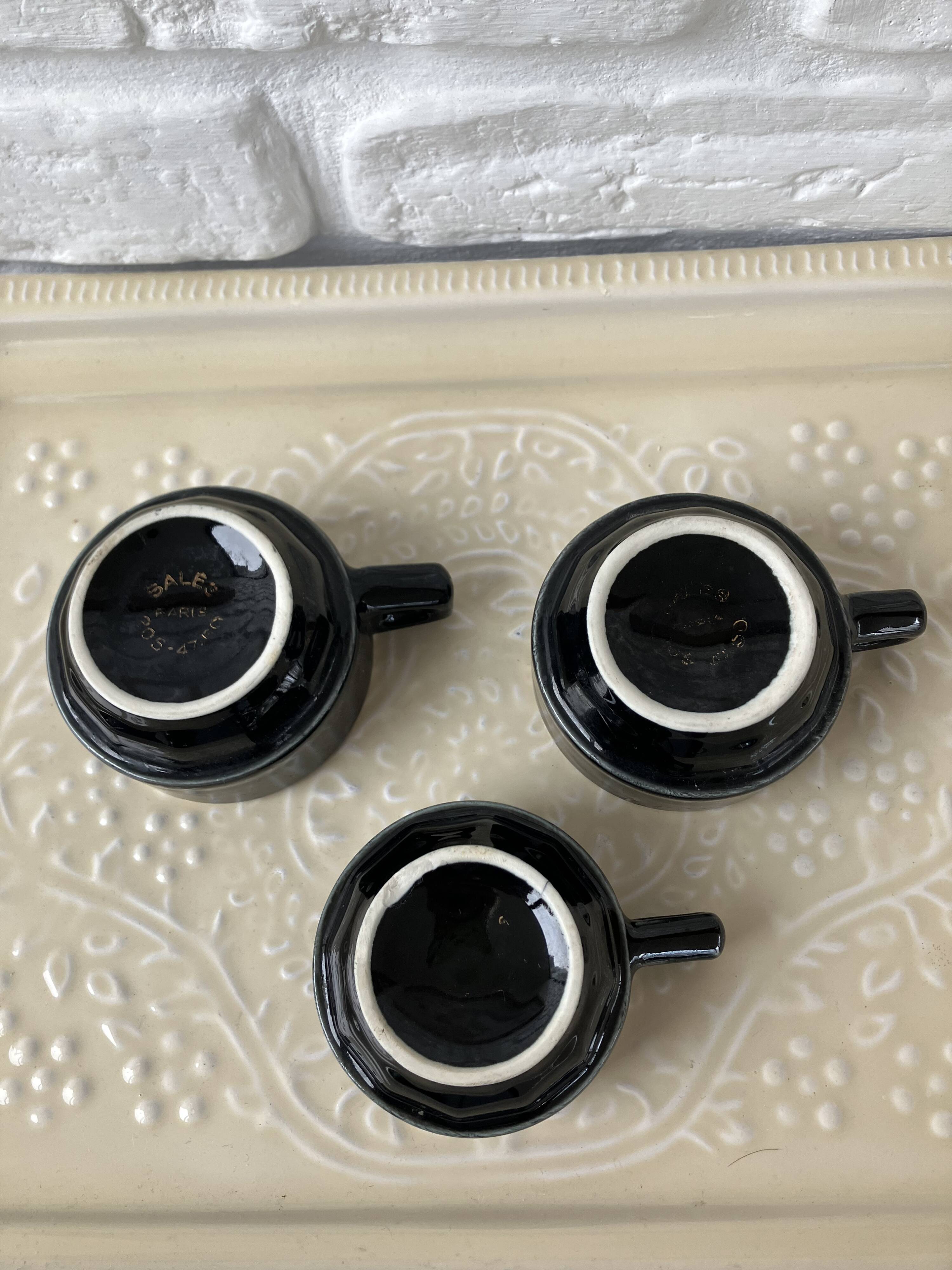 3 cups of black & yellow bistro coffee from Salès, France