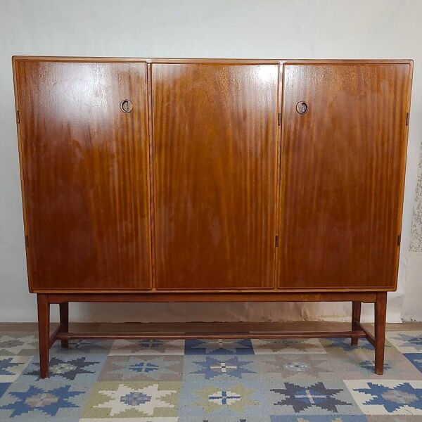 Buffet vintage en acajou avec rangements et tiroirs – Suède, années 1960