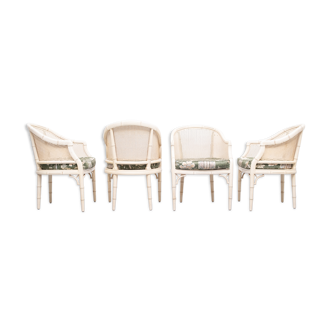 Faux Bamboo Chinese Chippendale Armchairs 1970s