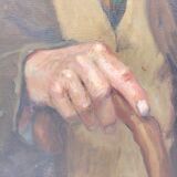 Portrait of grandfather, oil on canvas, L. Lambert, vintage