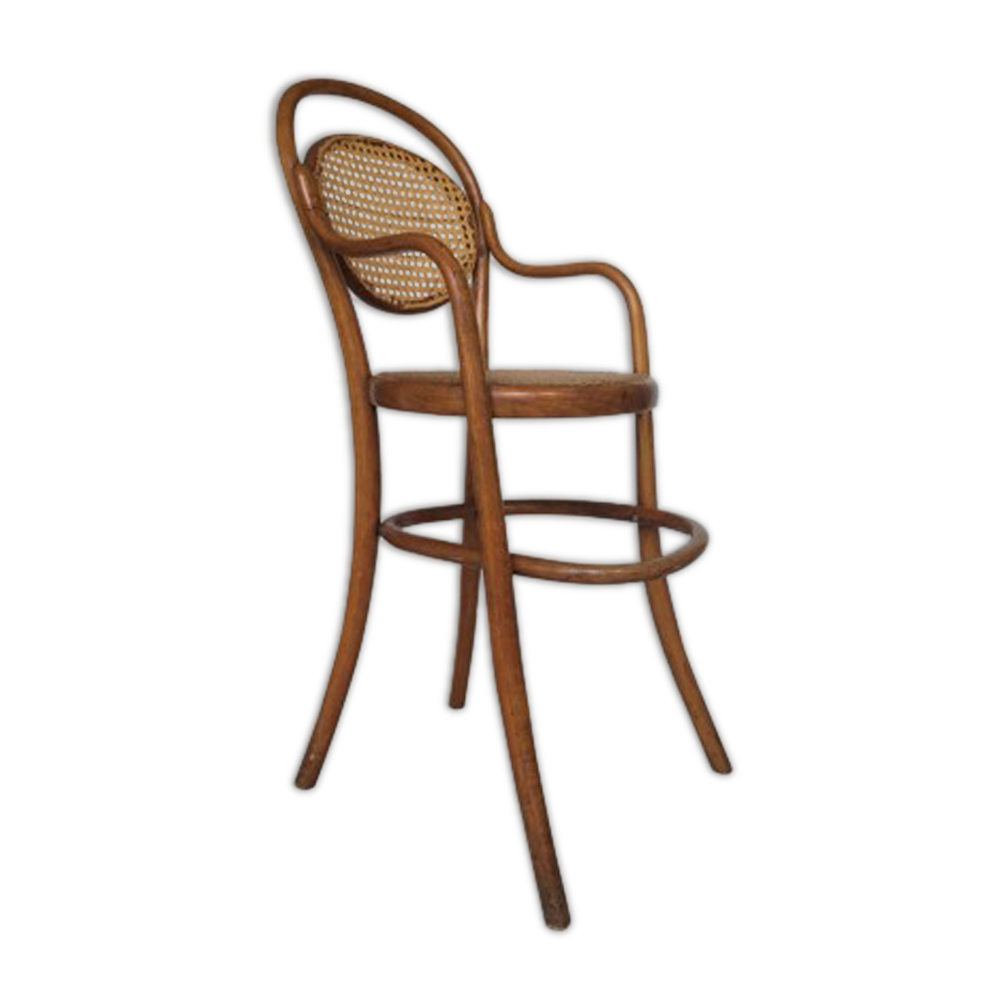 Children's high chair, curved beech and cannage 1960