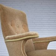 1950s, Danish armchair, furniture velour, ash wood legs.