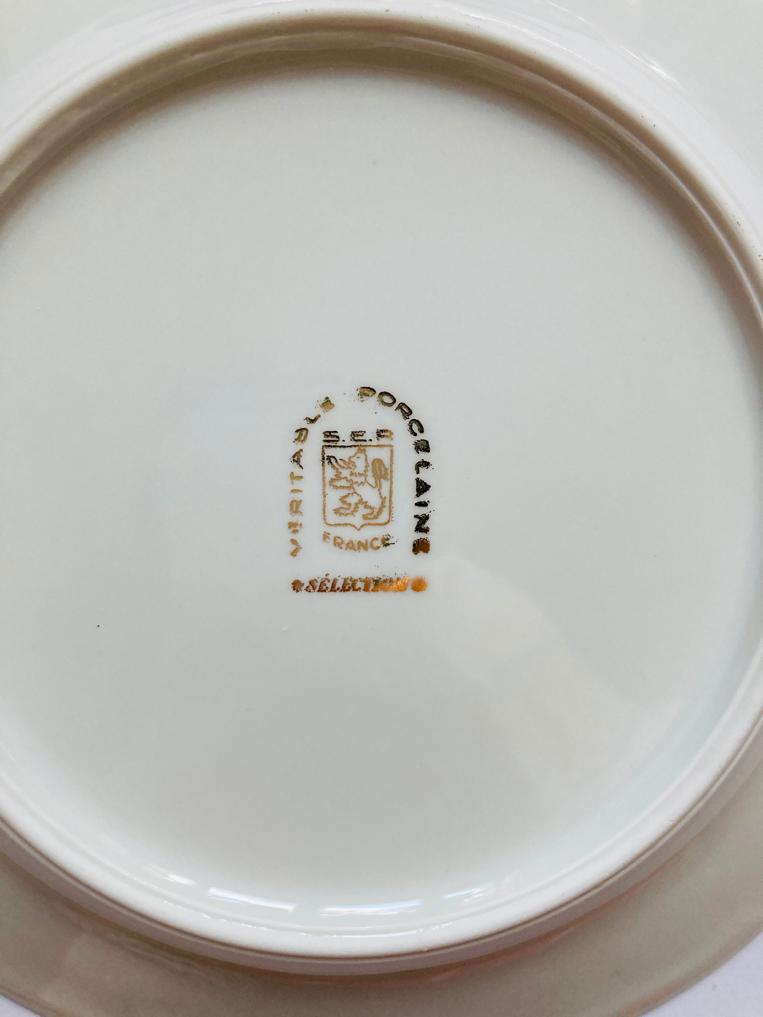 Lot 6/12 small plates - white porcelain - gold- ser - vintage -retro