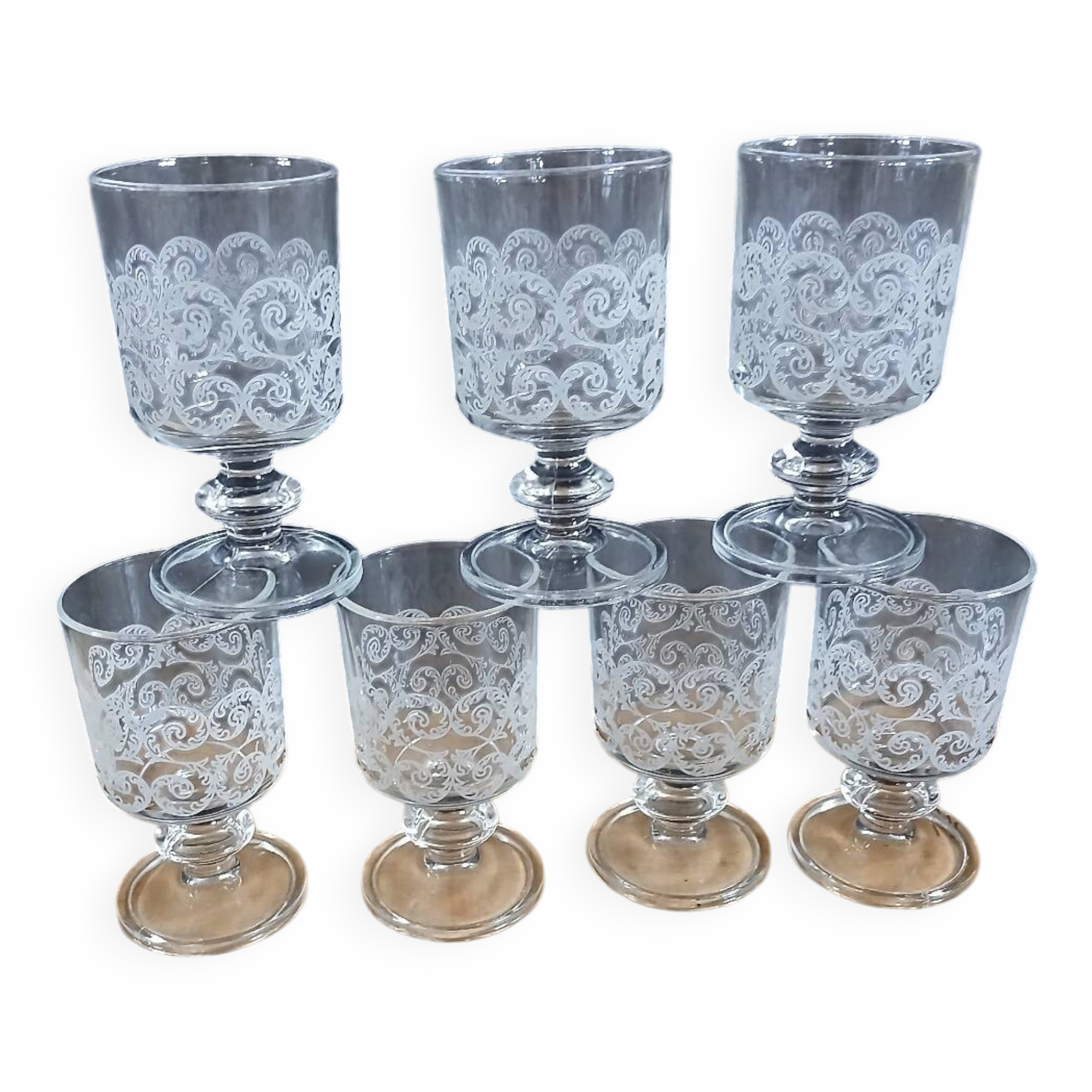 7 vintage wine glasses