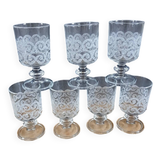 7 vintage wine glasses