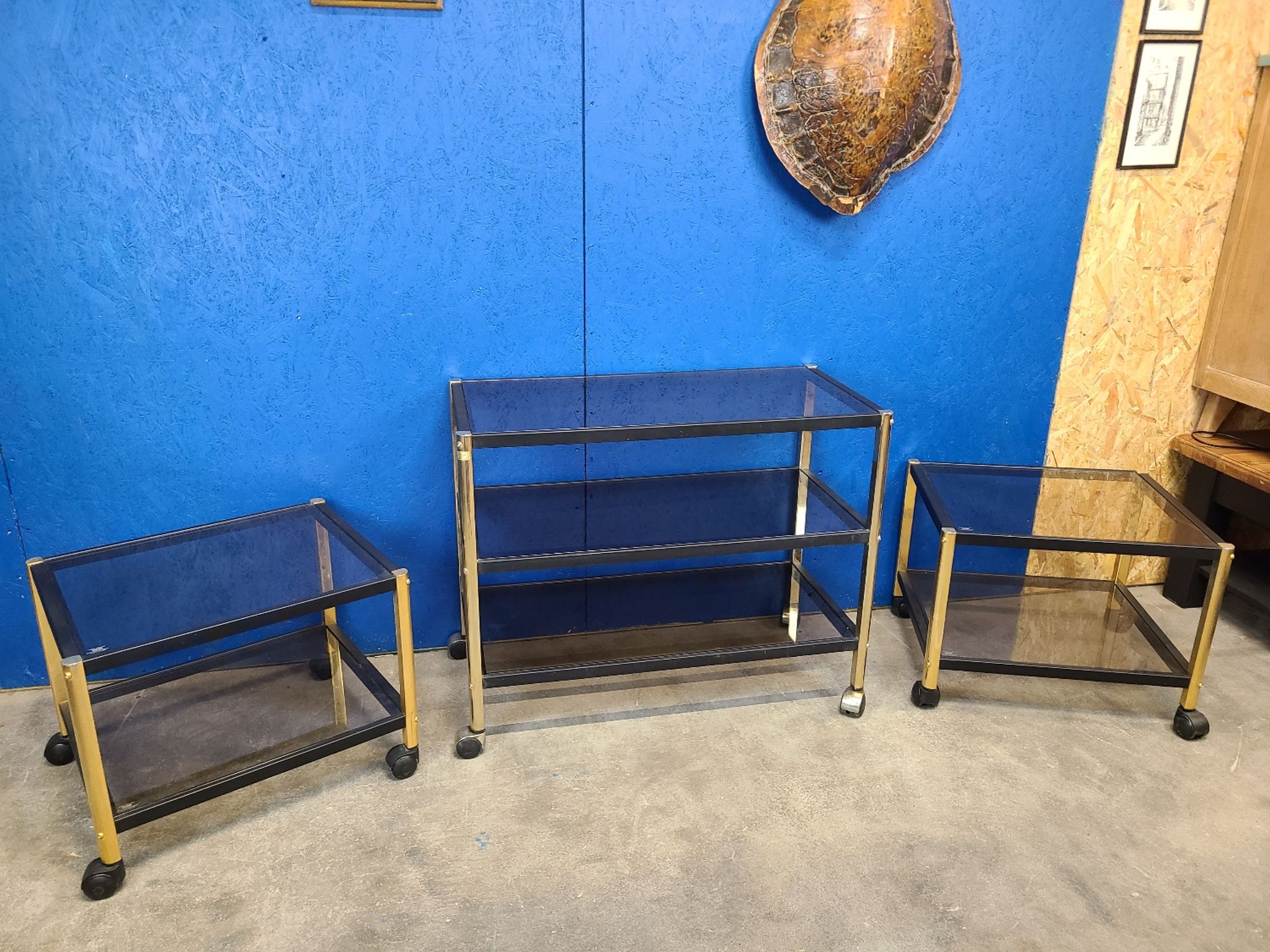 Ensemble console étagère et table basse Erard France vers 1970