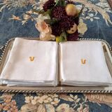 8 Anagram “V” Orange cotton fabric napkins