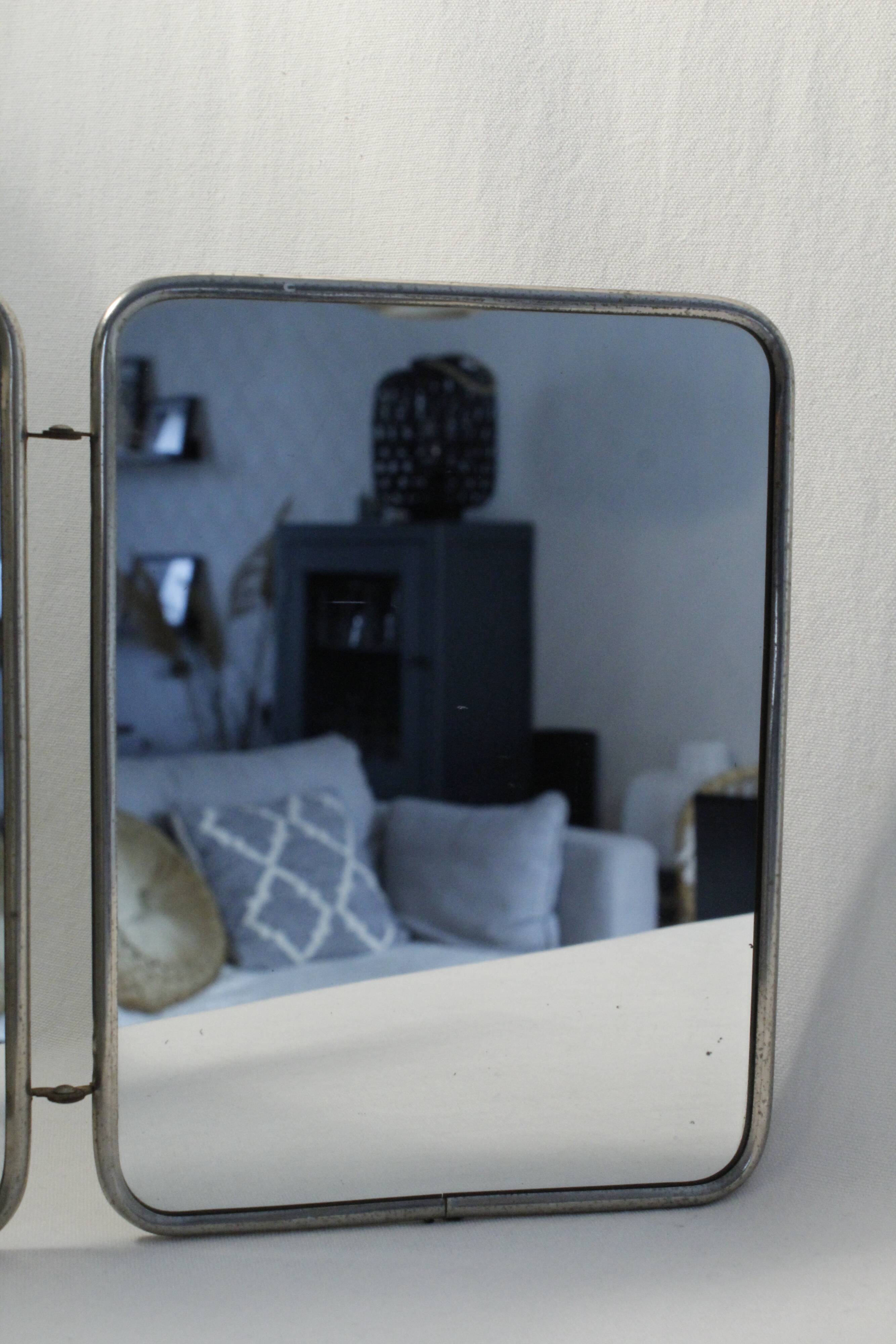 Vintage triptych barber mirror