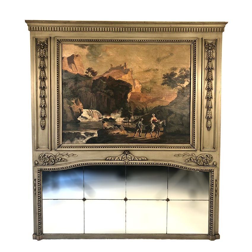 Louis XVI style trumeau in 19th century lacquered wood 196x172cm