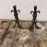 Pair of wrought iron chimney pegs