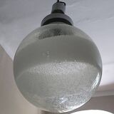 Murano Mazzega globe pendant light with bold swirl, 1960s
