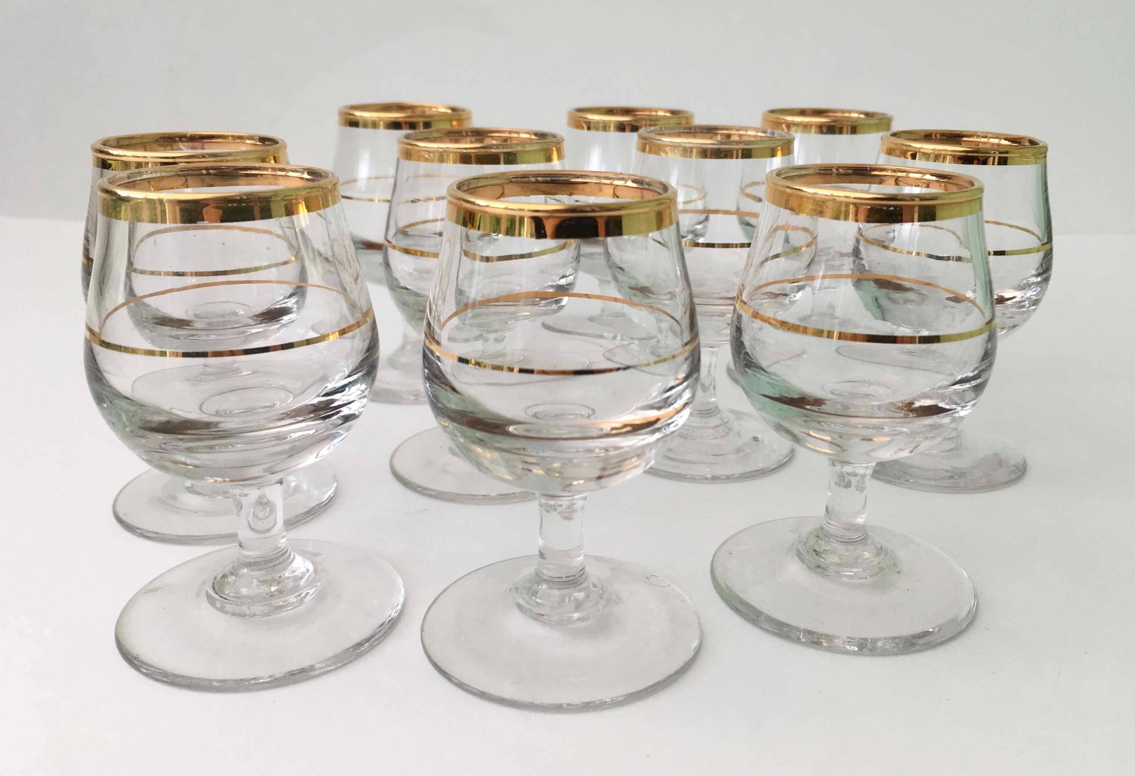 Set of 10 vintage alcohol glasses