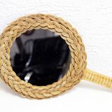 Wicker hand mirror