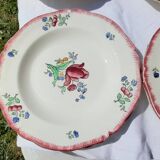 11 assiettes plates en faïence de Gien modèle Lorraine