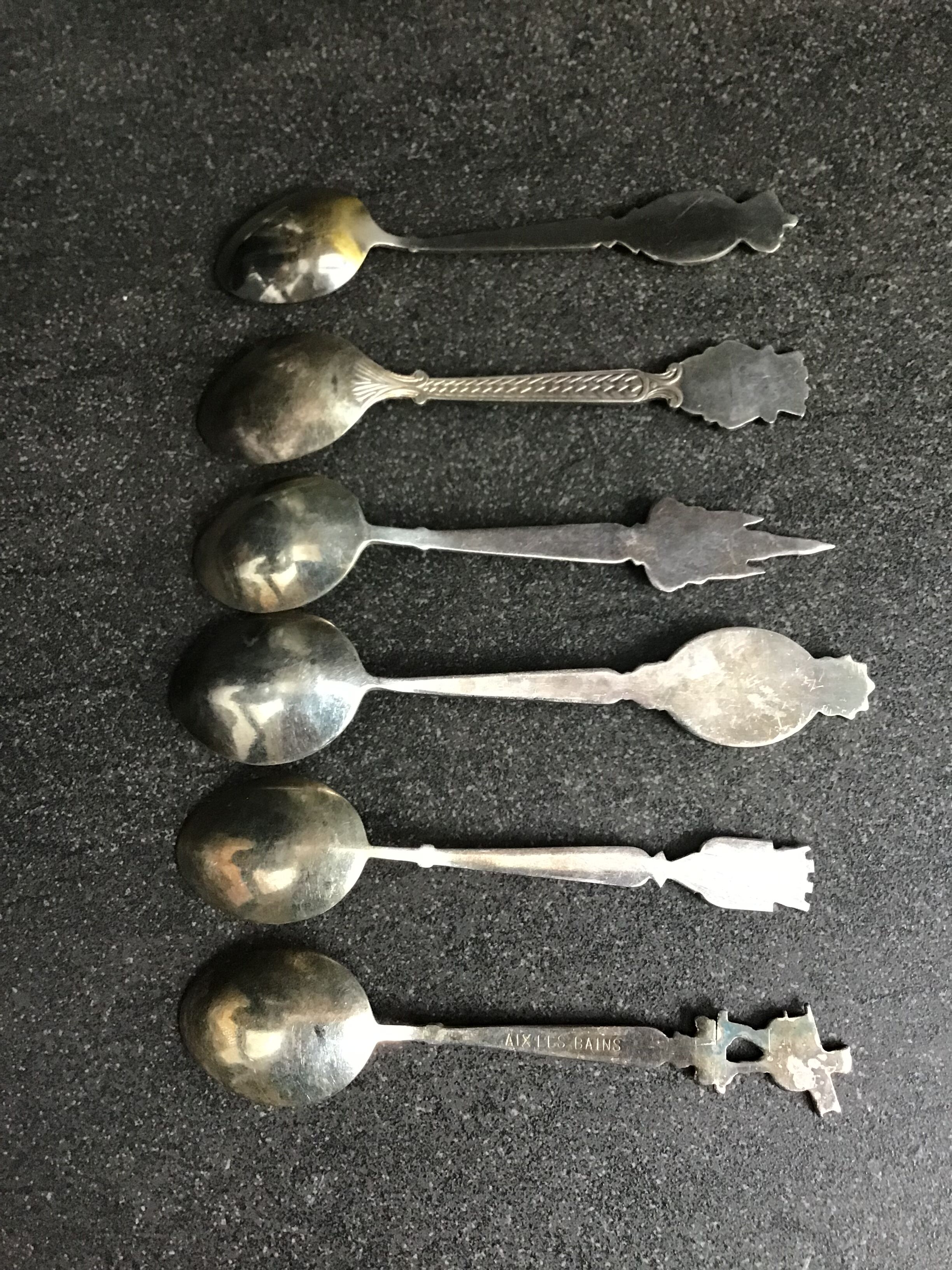 Set of 6 augis collector's spoons in silver metal