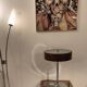 Retro lamp foot tulip and wooden lampshade
