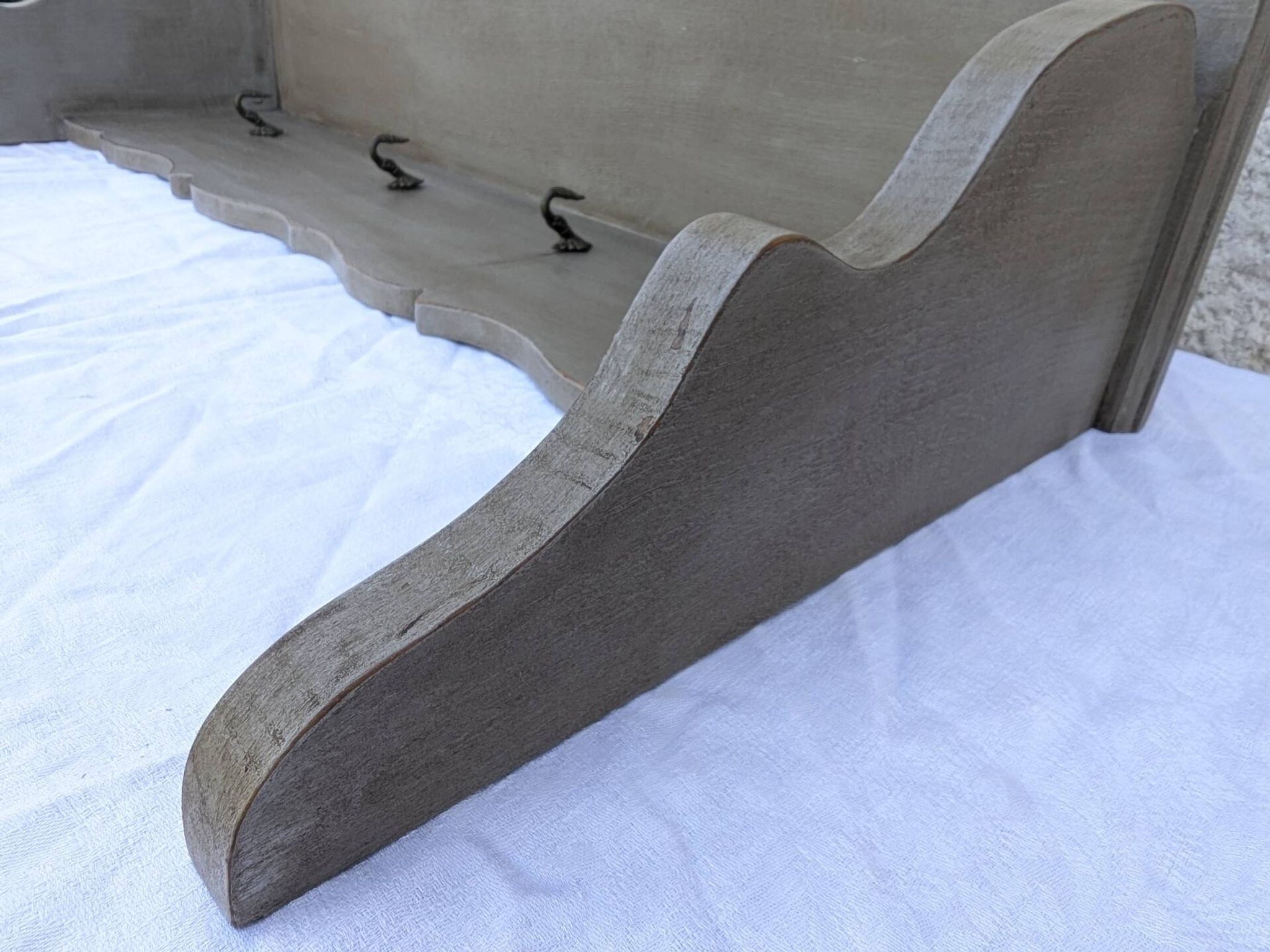 Vintage Wall Shelf Coat Rack Solid Oak Shabby Chic Finish