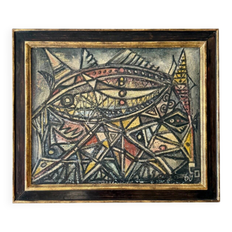Unknown, Untitled, 1968, Chalk & Acrylic, Framed