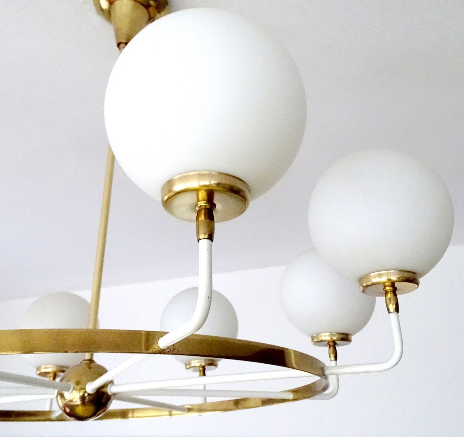 Suspension XXL Vintage Italy, 50s, Brass and Glass