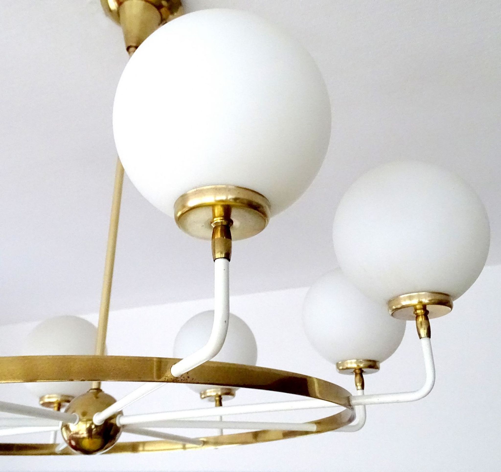 Suspension XXL Vintage Italy, 50s, Brass and Glass