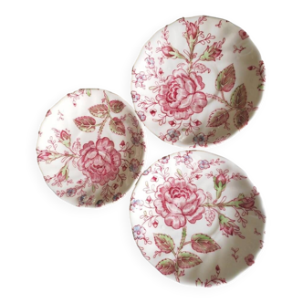 3 coupelles en porcelaine rose modèle "Chintz"