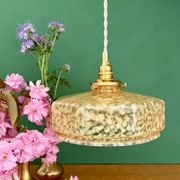 Vintage glass pendant light in yellow from Clichy