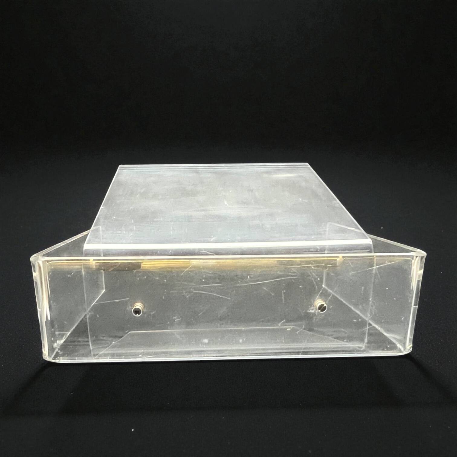 Vintage David Lange magazine rack for Roche Bobois - Plexiglas and brass