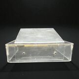 Vintage David Lange magazine rack for Roche Bobois - Plexiglas and brass