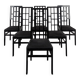 Set of 6 black lacquered Japonese-style chairs.